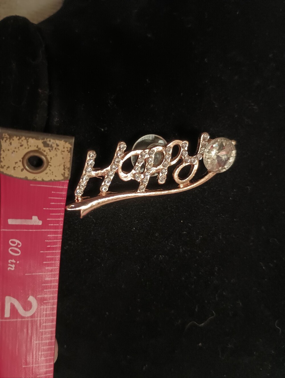 Shoe Charm "Happy" In Goldtone Script With Rhinestone Accents - Picture 4 of 6
